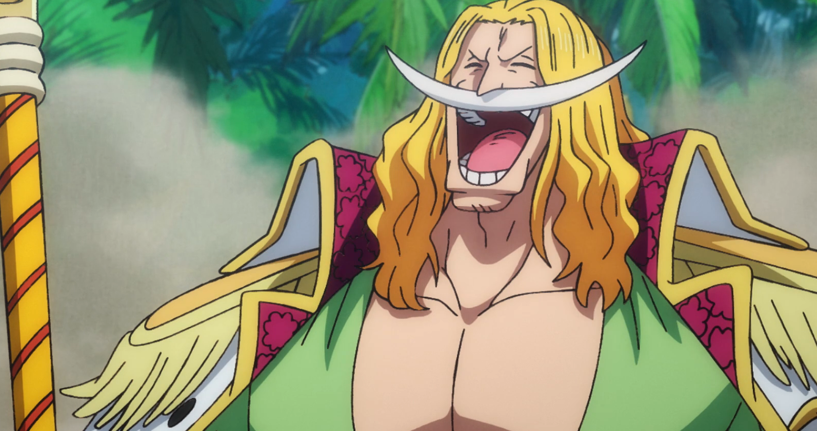 Younger Whitebeard can be seen laughing with his mouth wide open in One Piece 