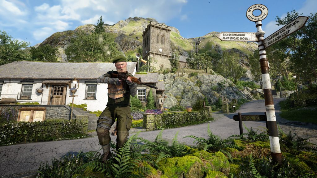 An NPC holding a gun in Atomfall