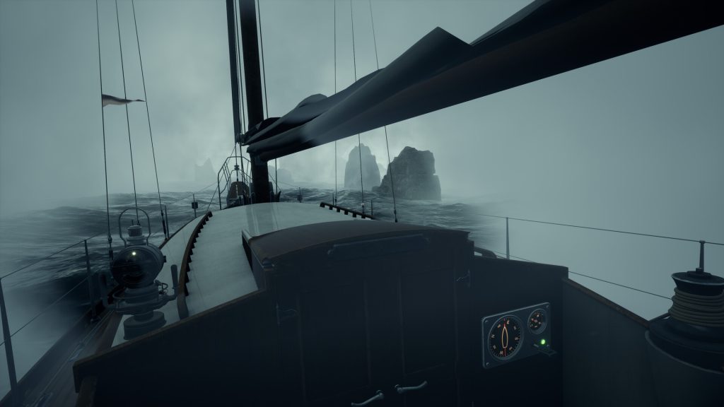 A still from Will: Follow The Light, featuring the protagonist, Will, controlling a yacht.