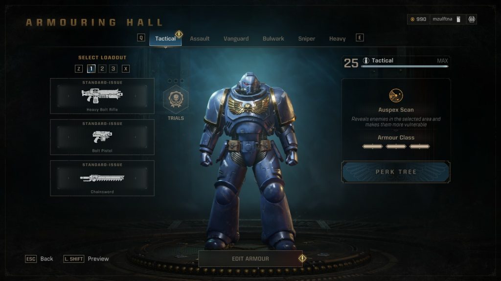 An in-game screenshot of Warhammer 40K: Space Marine