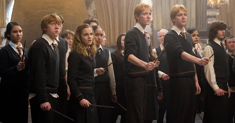 Dumbledore’s Army in a still from the Harry Potter films | image: Warner Bros.