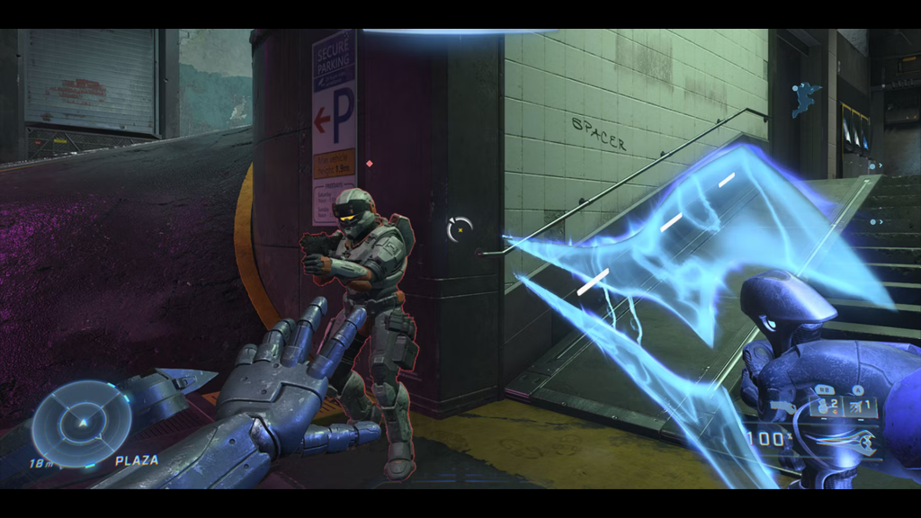 In-game screenshot of Halo Infinite. The player is wielding an Energy Sword.