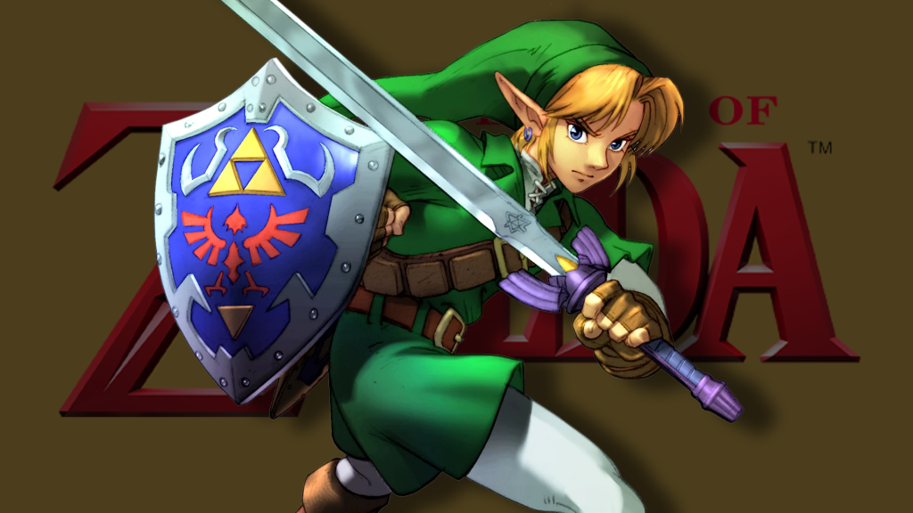 Link from the Legend of Zelda series hold his Hylian Shield and Master Sword, preparing to battle in Soul Calibur 2