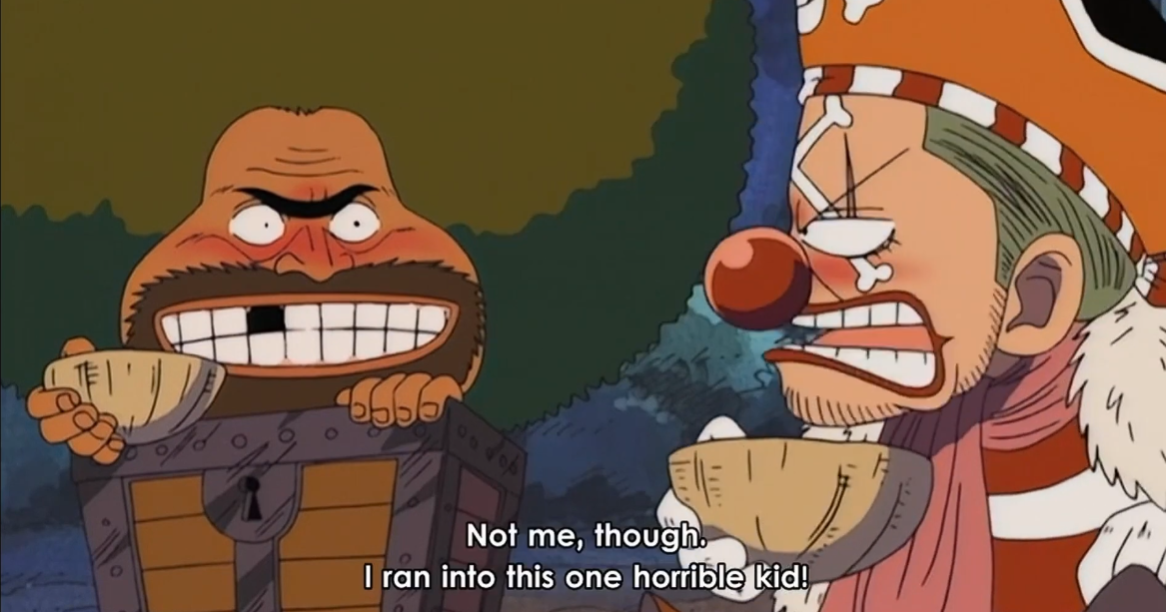 Gaimon and Buggy talking about Luffy 