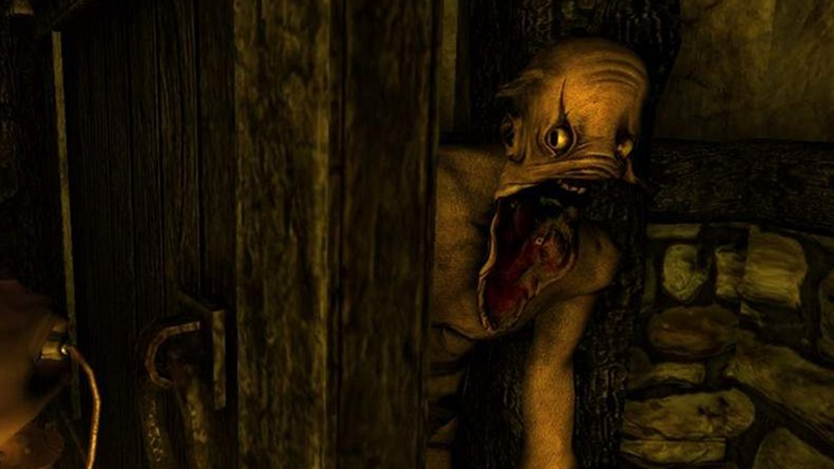 Image of a creature with a loose jaw in Amnesia: The Dark Descent.