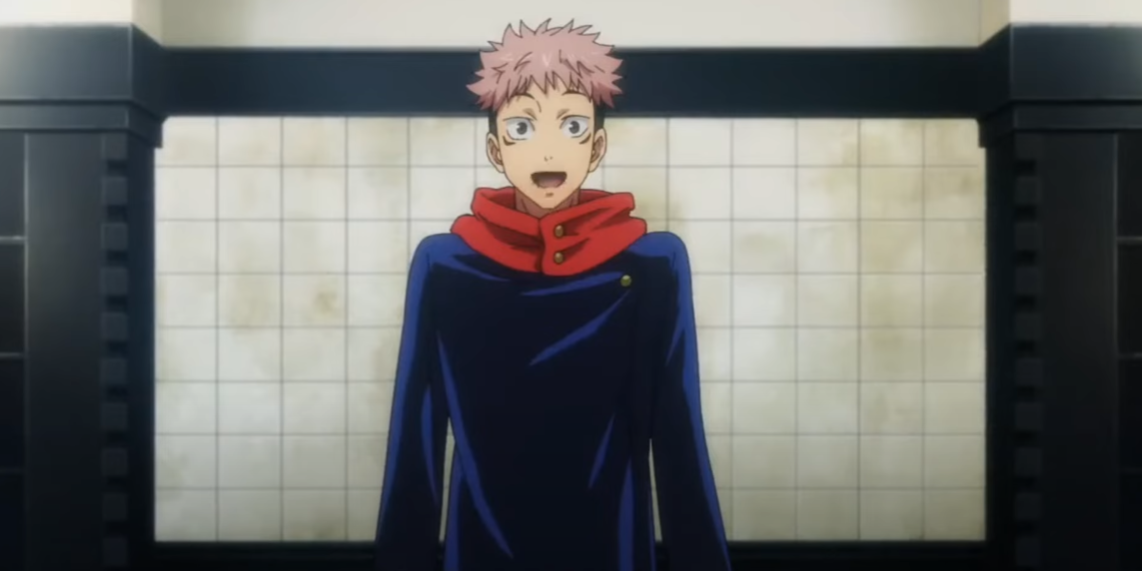 Cheerful Yuji Itadori from Gege Akutami's Jujutsu Kaisen