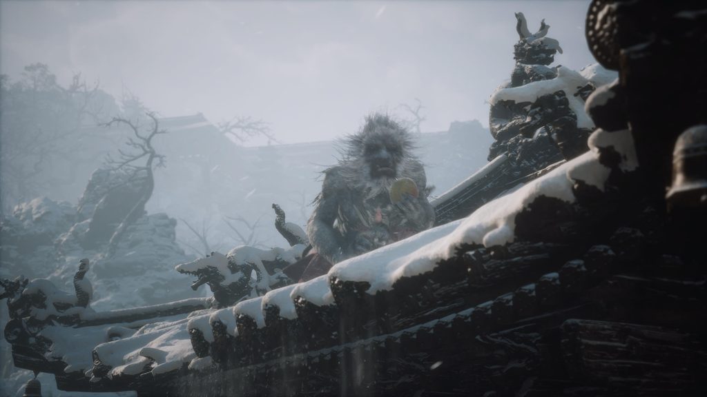 The image shows a player fighting a boss in Black Myth: Wukong 