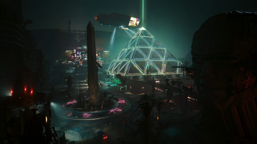 The image shows the overview of the new area added in Cyberpunk 2077 by Phantom Liberty 