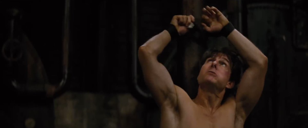 Tom Cruise’s pole stunt from Mission: Impossible - Rogue Nation | image: Paramount Pictures