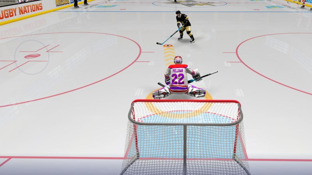 players trying to score a goal in-game.