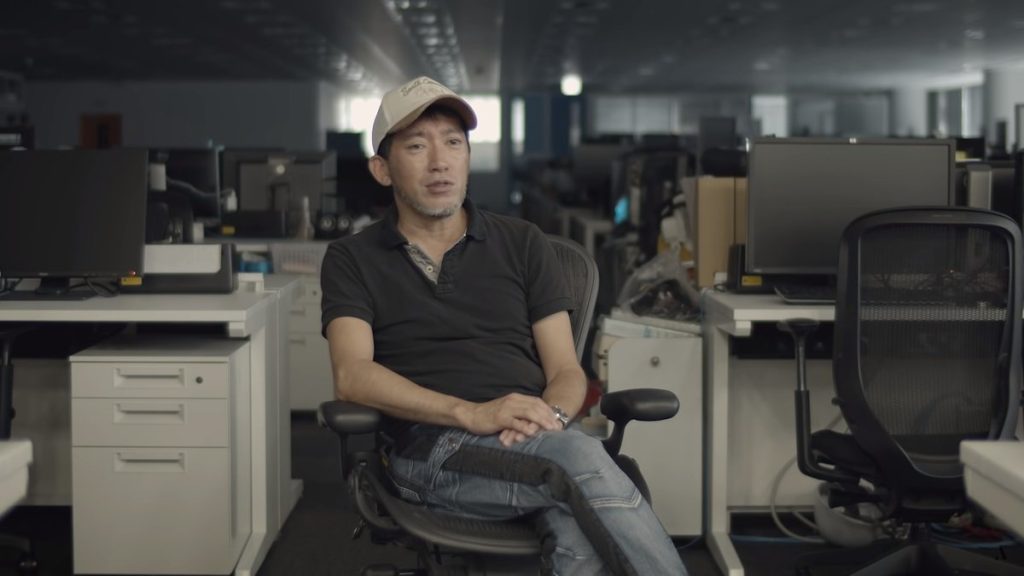 Shinji Mikami in his office