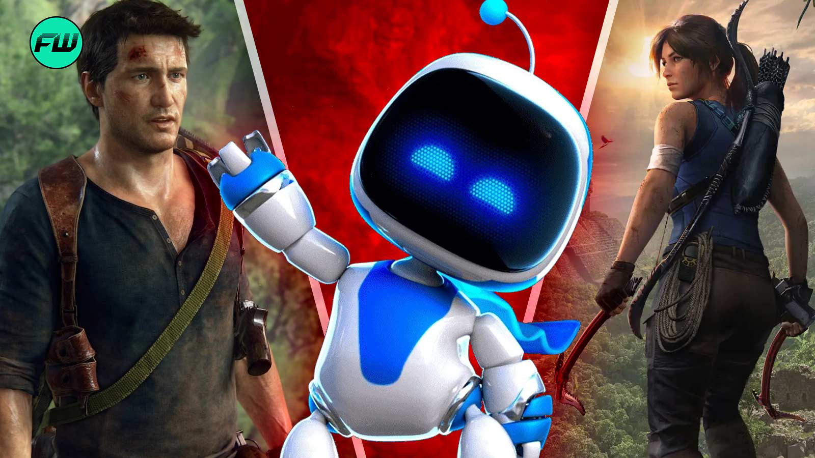 astro bot, lara croft, nathan drake