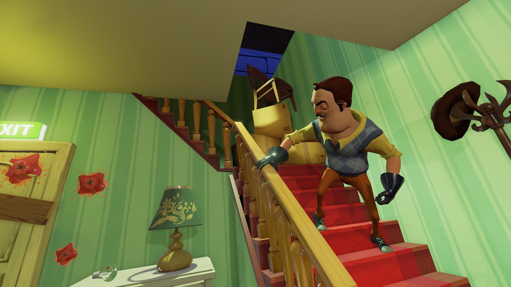 The neighbor coming downstairs in Hello Neighbor.
