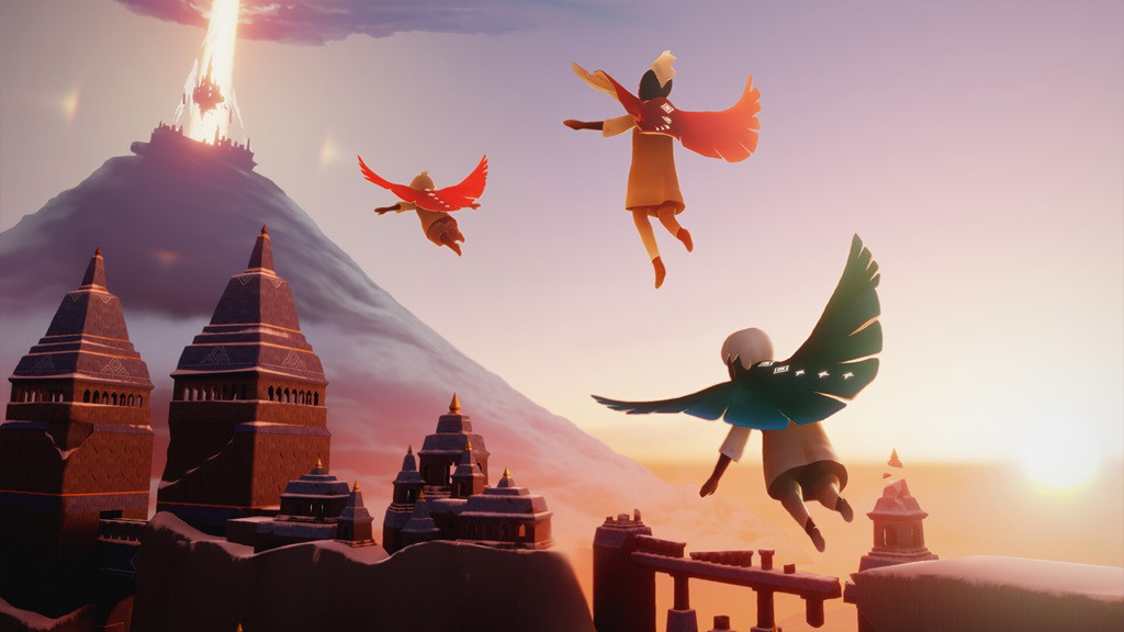 Characters flying in Sky: Children of the Light.