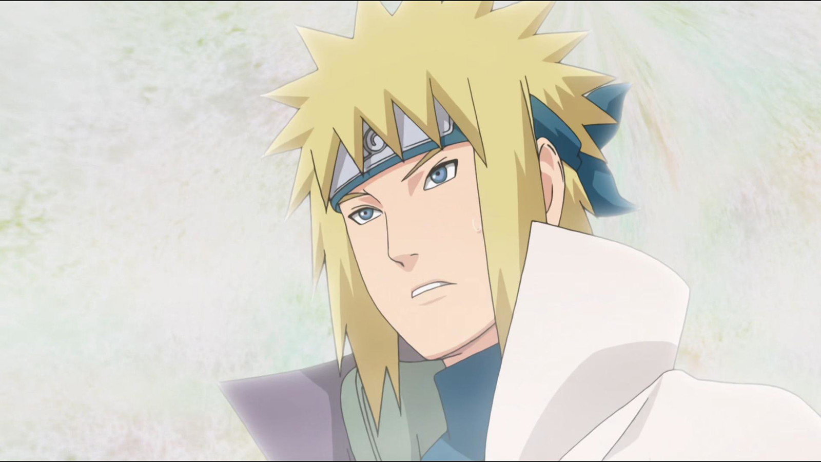 Minato has a serious expression on his face in the picture 