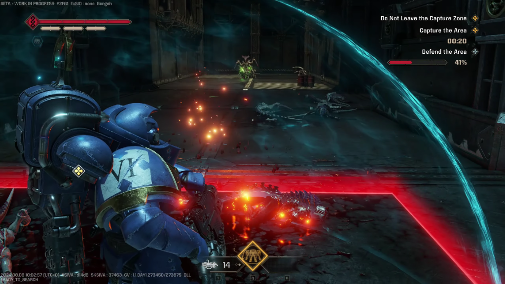 The player using the Heavy's Iron halo ability to negate damage from an oncoming projectile.