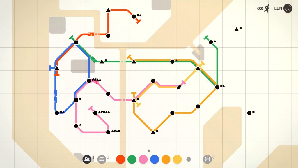 Mini Metro playing one of the levels.