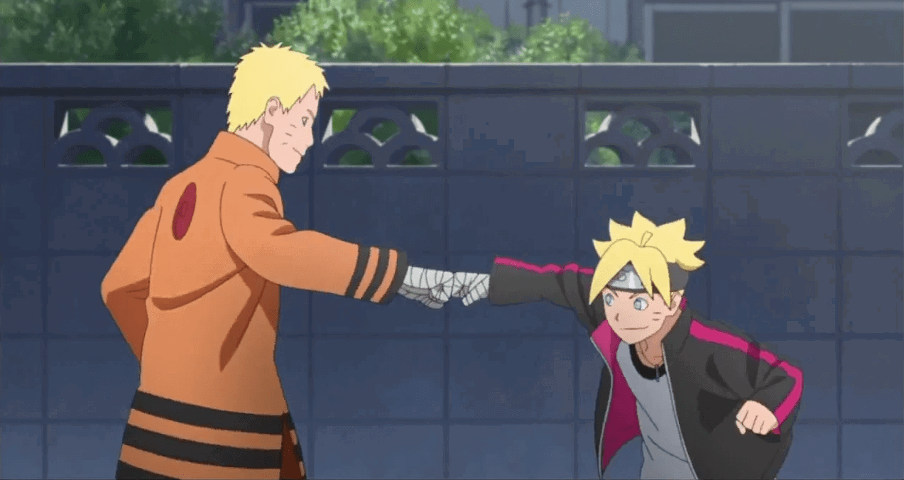 Naruto reconciles with Boruto. 