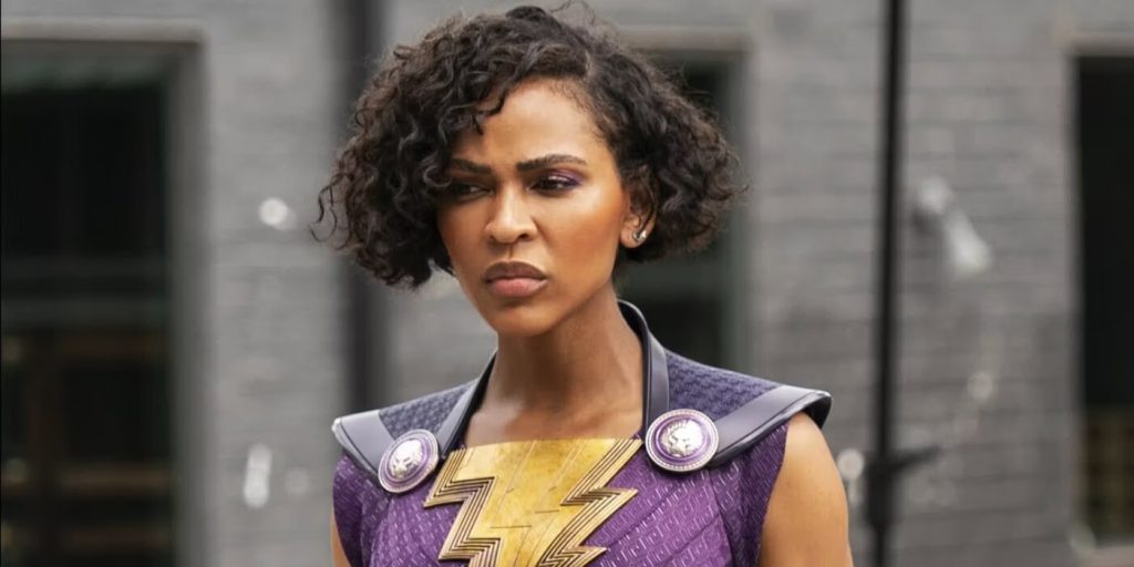 Meagan Good as Hero Darla in Shazam: Fury of the Gods. 