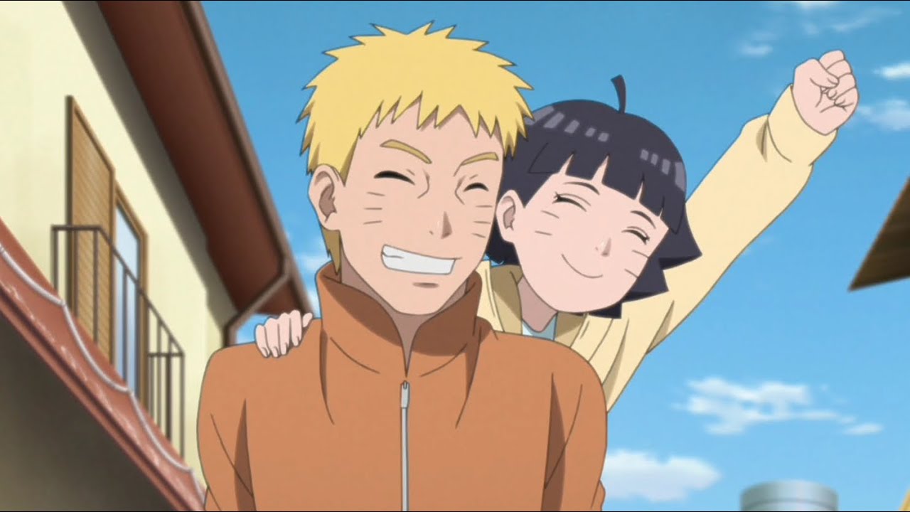 Naruto carrying Himawari.