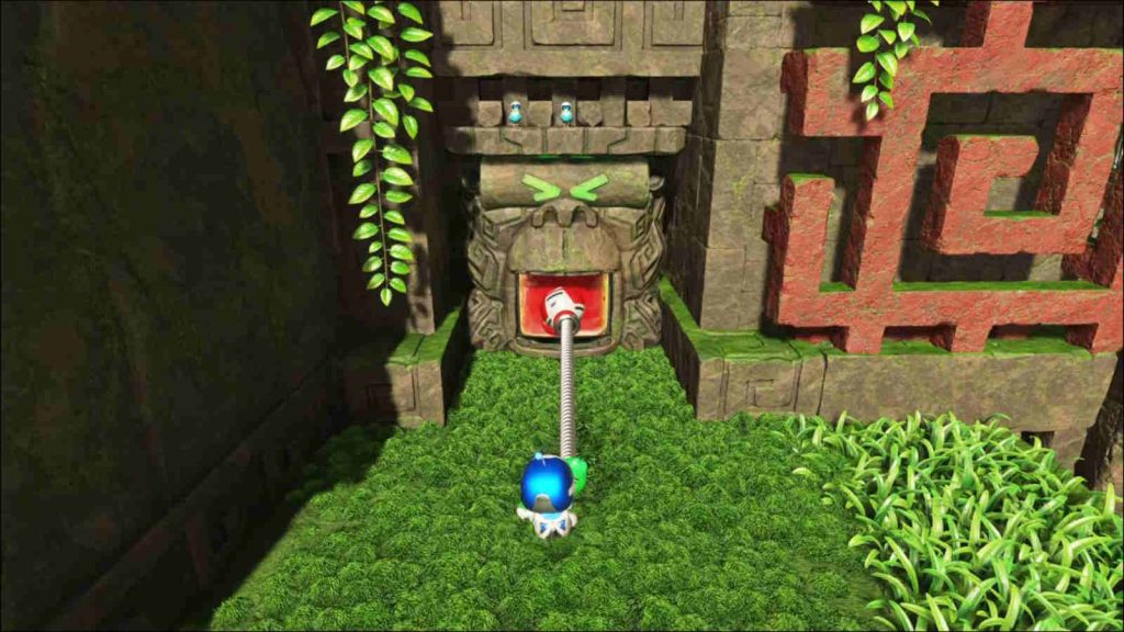 Astro Bot screenshot showing Astro pulling on a red sticky square