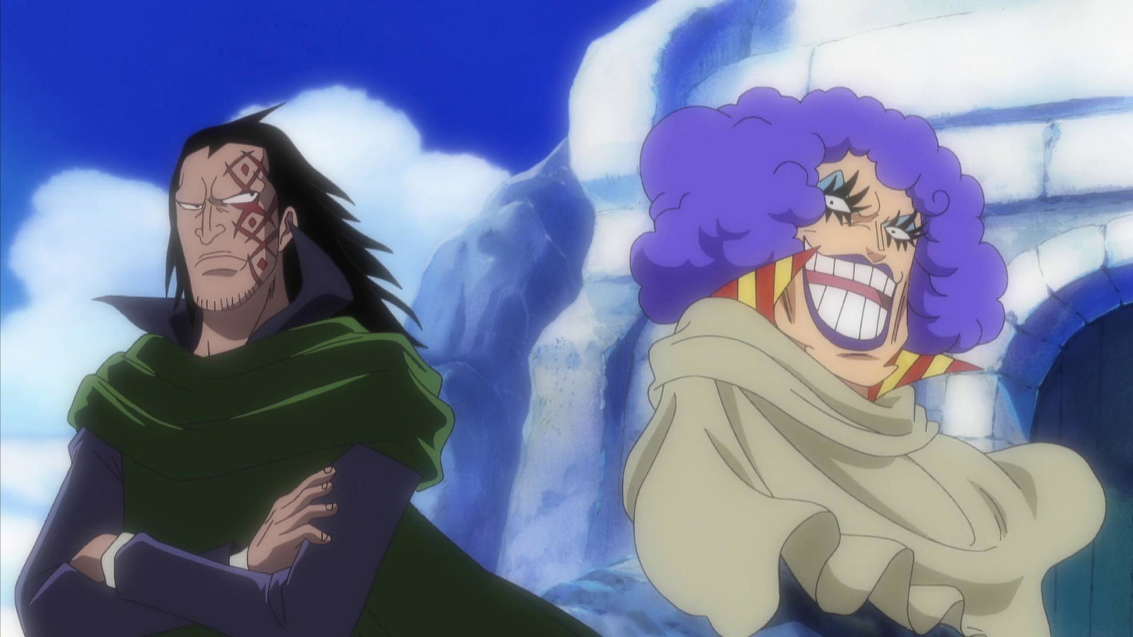 Dragon and Ivankov are standing adjacent to each other in Eiichiro Oda's One Piece