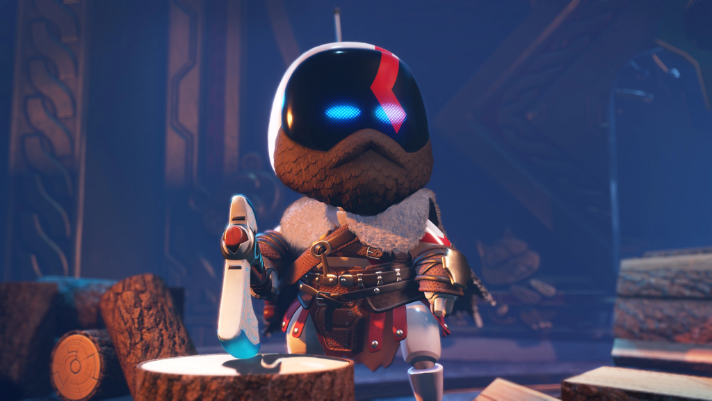 A still from Astro Bot's featuring the game's rendition of Kratos.