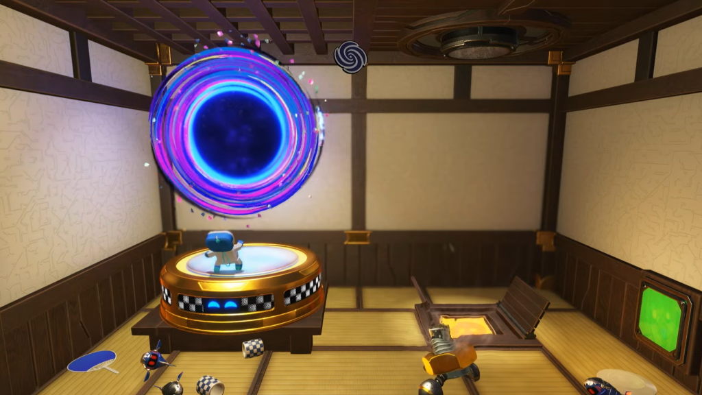 An image of the Bathhouse Battle Trail Lost Galaxy levels entrance in Astro Bot.