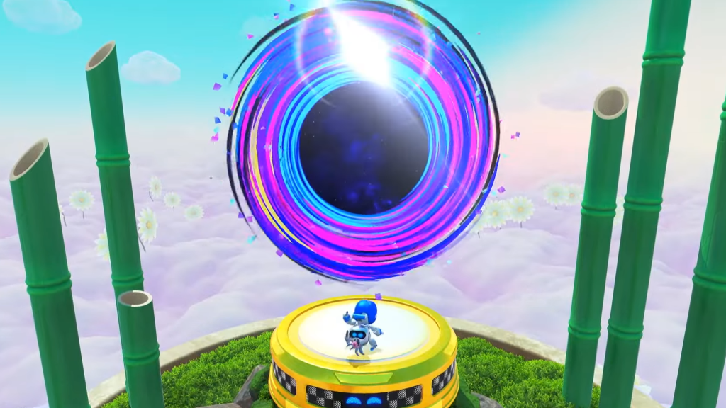 An image of the Balloon Breeze Lost Galaxy levels entrance in Astro Bot.