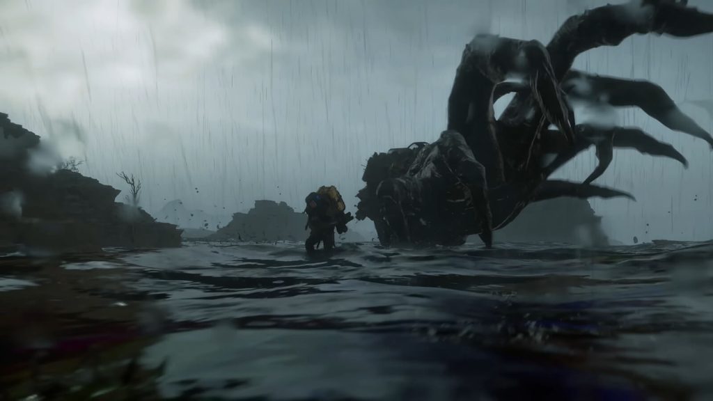 How a Shocking Death Scare Fueled Death Stranding 2’s Biggest Buzz Yet 3 Death Stranding 2 screenshot showcasing an intense moment in the game where the player gets chased by a giant enemy.