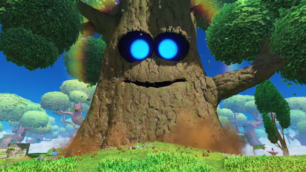 The tree which requires to be watered so player can complete the level in Astro Bot.