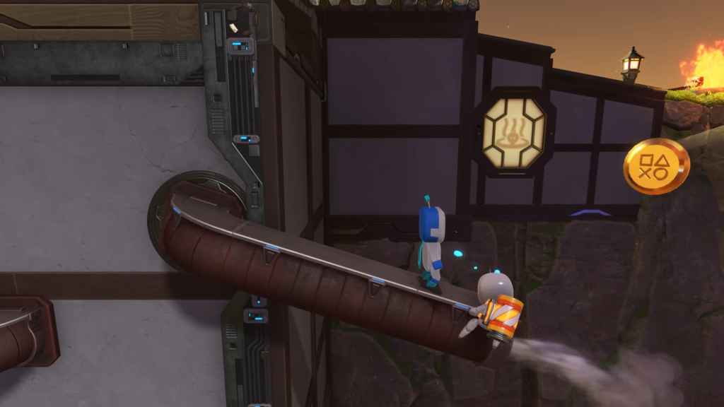 An image of the location of the eighth Bathhouse Battle Collectible location in Astro Bot.