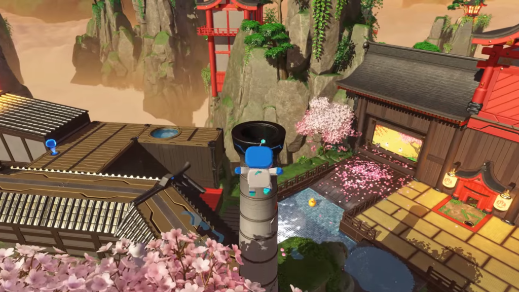 An image of the location of the seventh Bathhouse Battle Collectible location in Astro Bot.