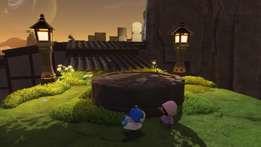 An image of the location of the nine Bathhouse Battle Collectible location in Astro Bot.