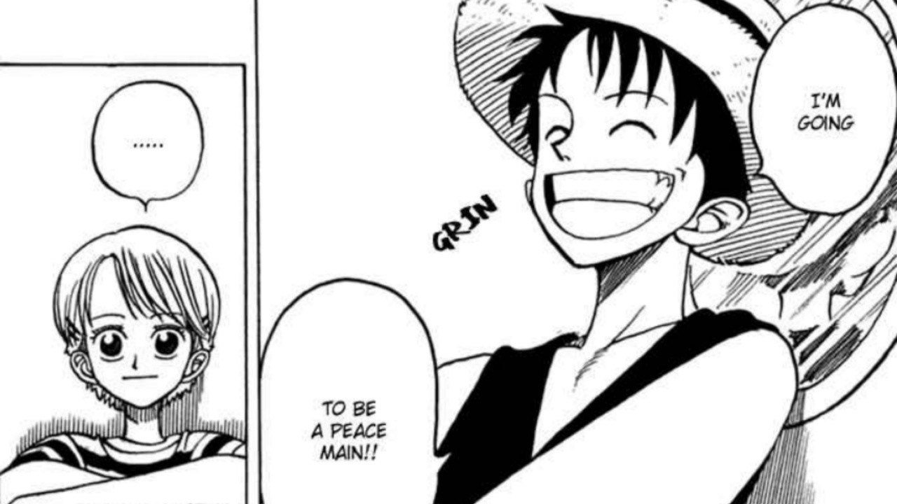 Luffy can be seen smiling while Anne sits in confusion in Eiichiro Oda's Romance Dawn one-shot