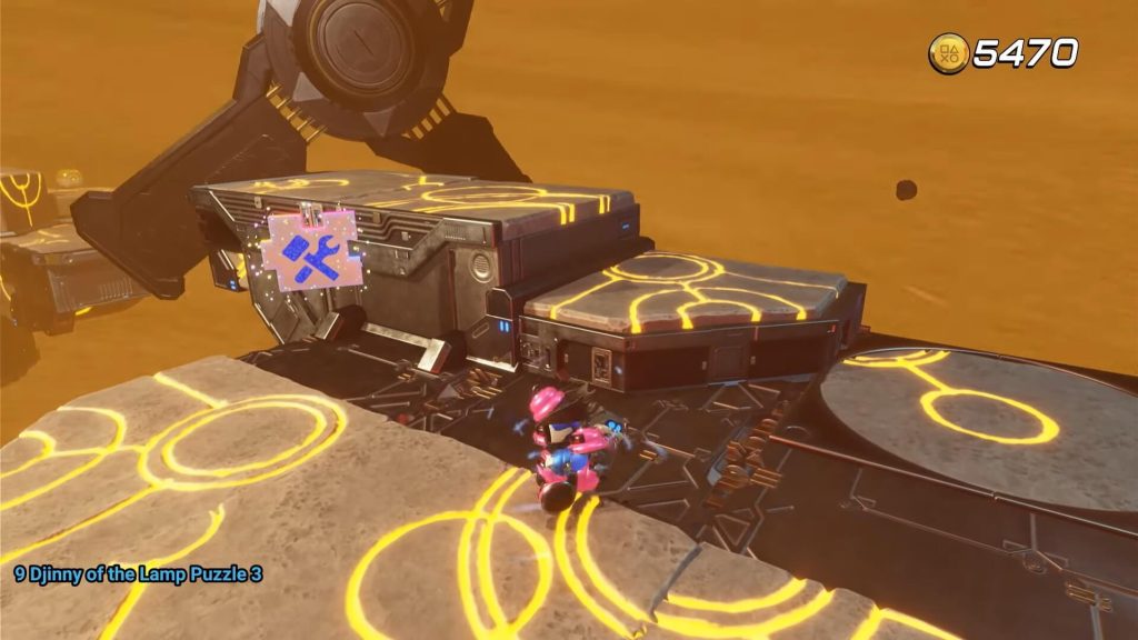 Astro Bot is near the third puzzle while struggling with enemies.