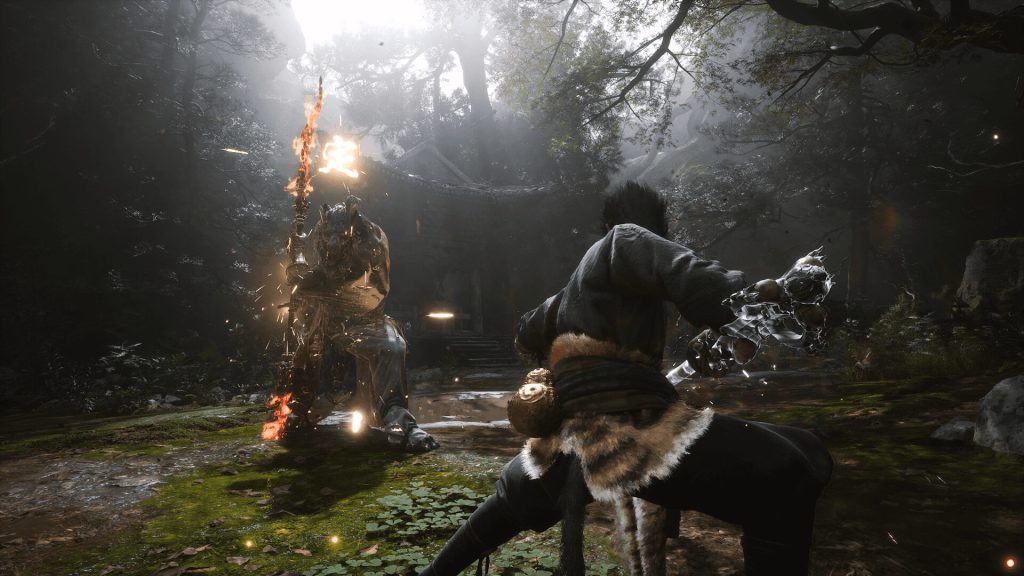 The image shows a player fighting a boss in Black Myth: Wukong 