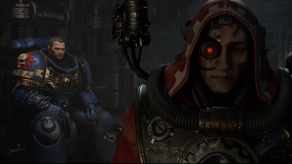 Two Space Marine 2 characters in a cutscene.