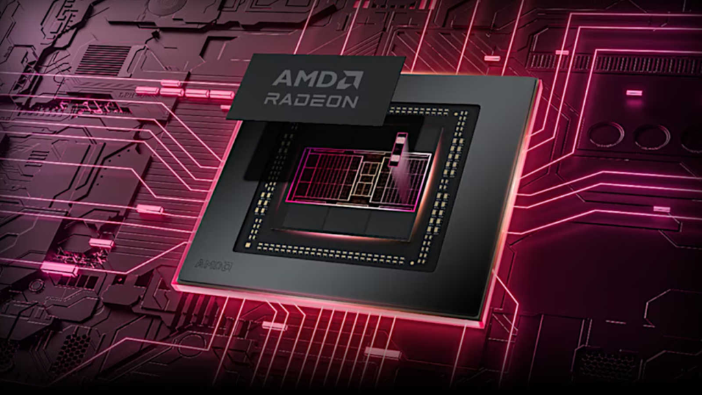 The image shows the pciture of the processing unit inside the AMD's graphic card. 