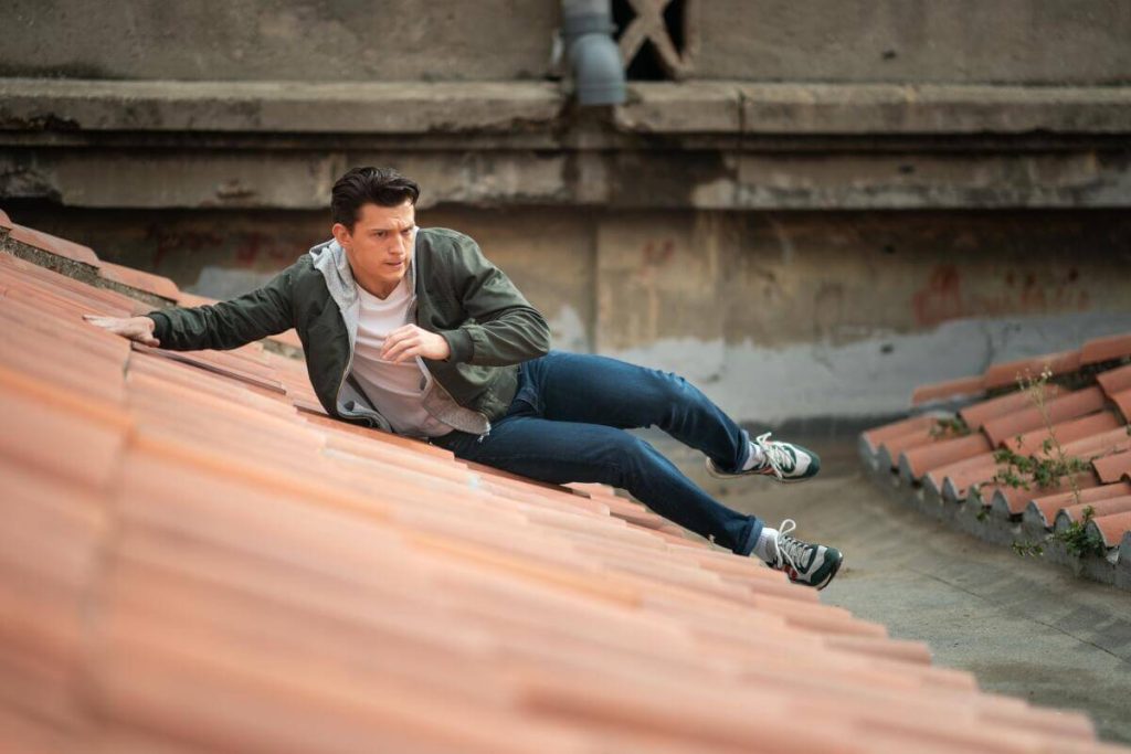 Tom Holland in a still from Uncharted