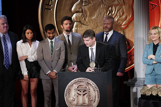 Mike Schur accepts the Peabody for "Parks and Recreation."