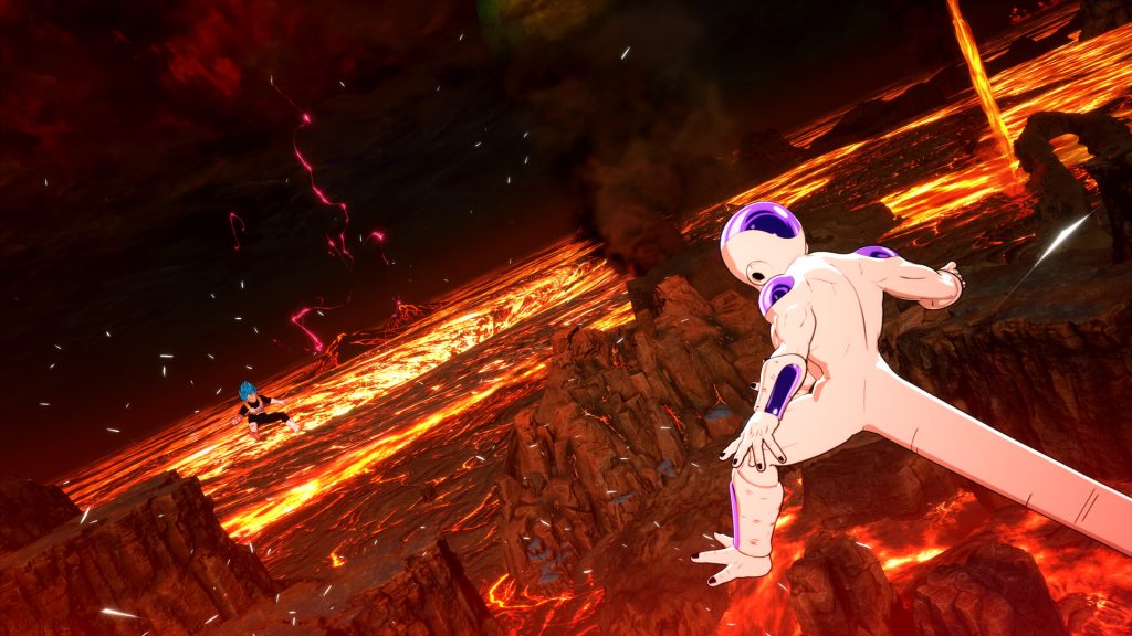 A still from Dragon Ball Sparking Zero, featuring Frieza and Vegeta.