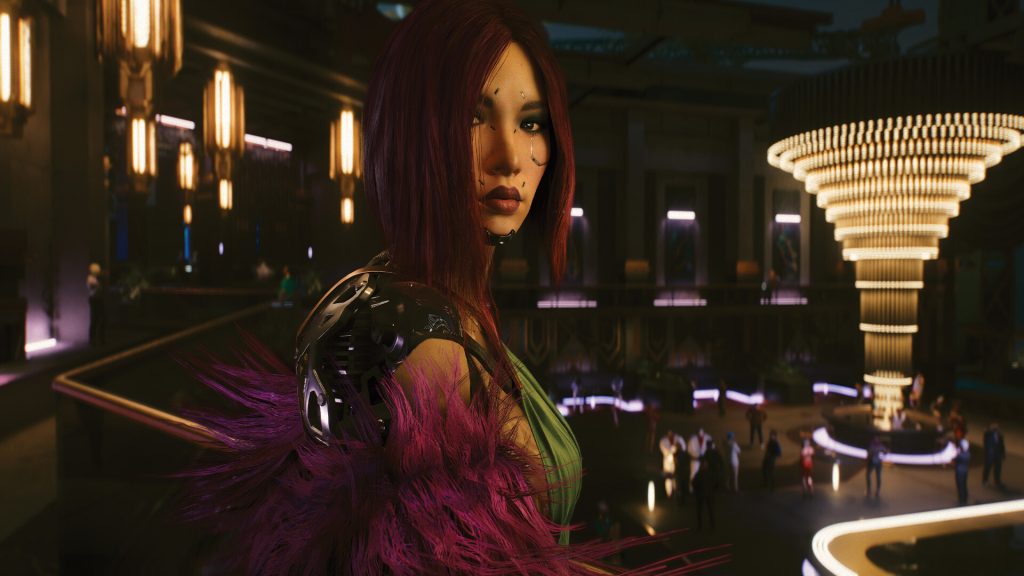 A still from Cyberpunk 2077, featuring Songbird.