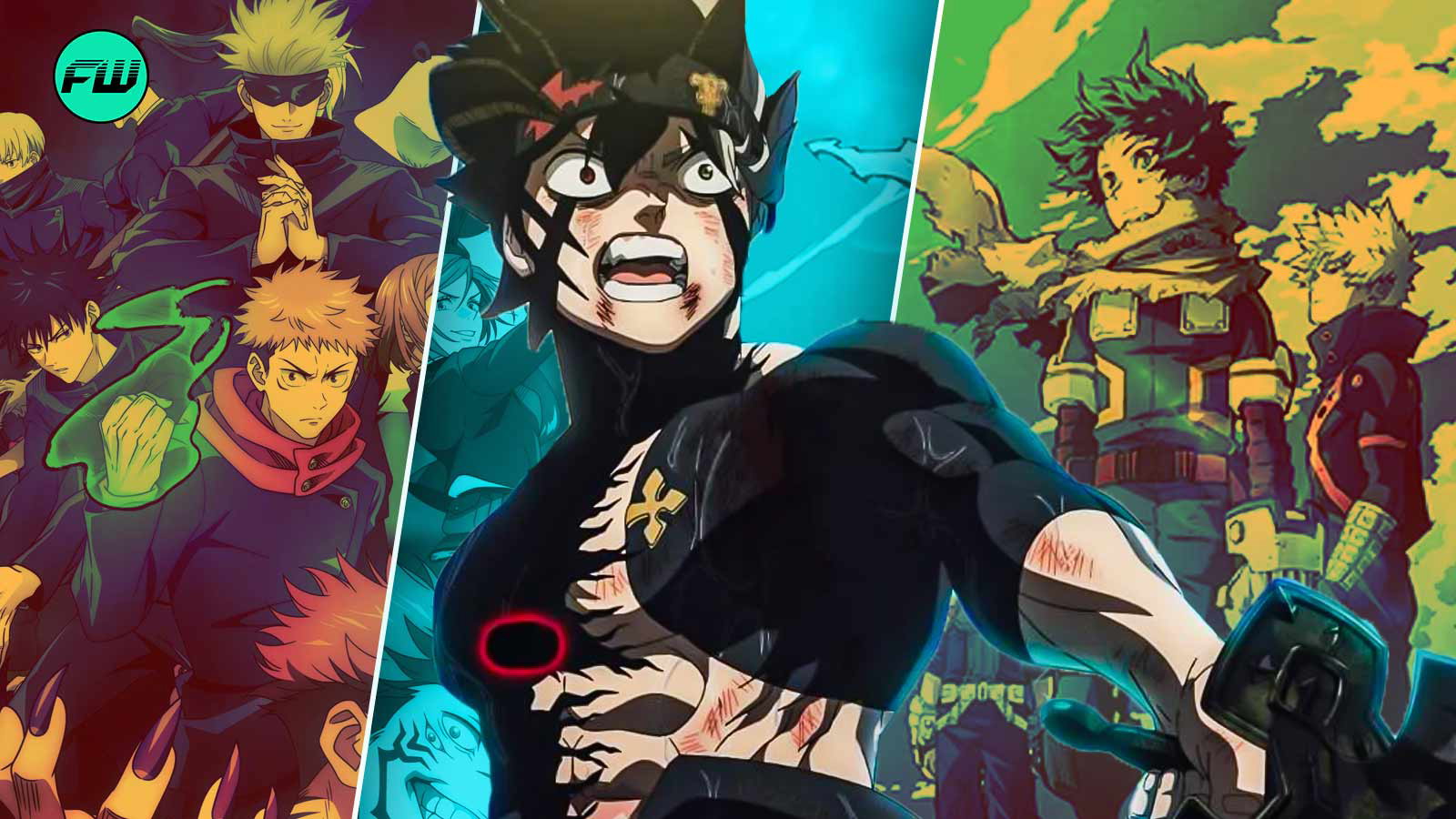 black clover, jujutsu kaisen, my hero academia