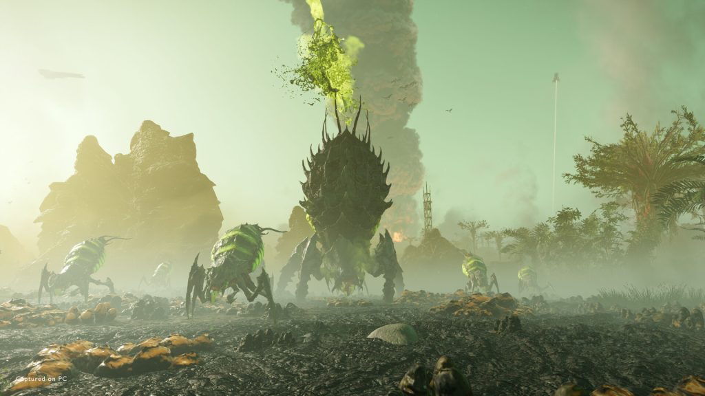 A Terminid swarm looms in Helldivers 2. 