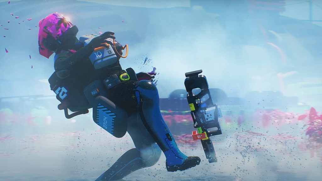 Marathon trailer scene showing a player being eliminated during a match.