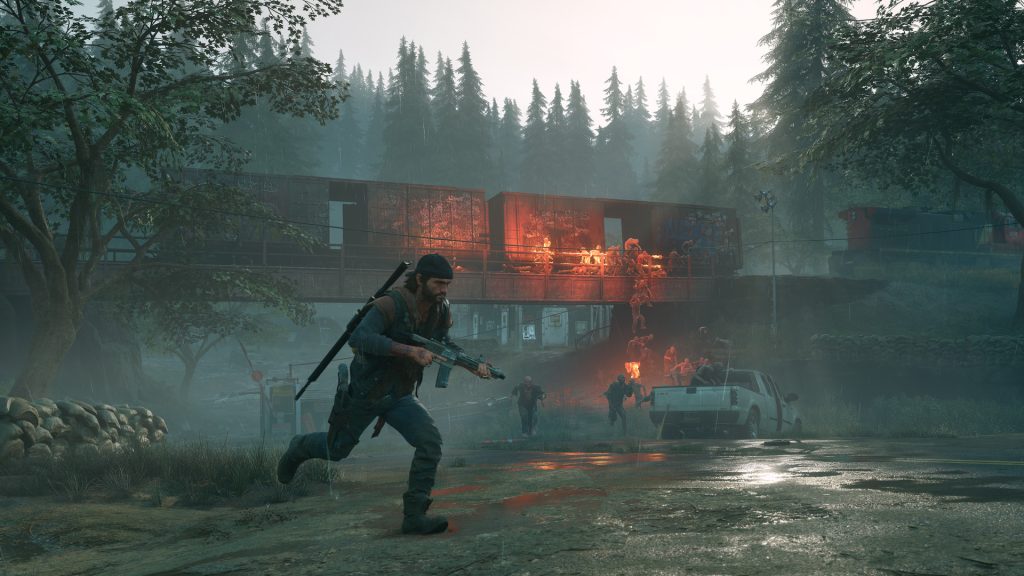 A still from Days Gone, featuring a Horde battle.