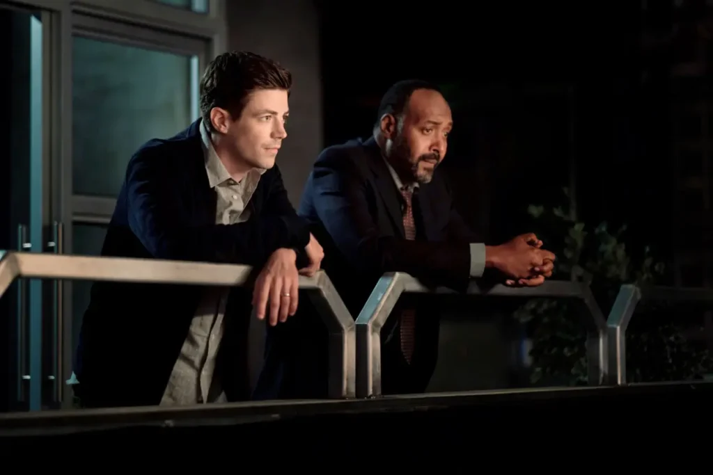 A still from The Flash - grant gustin and jesse l. martin