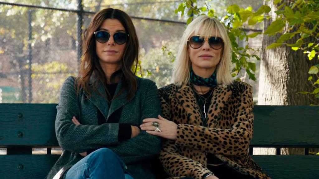 Sandra Bullock and Cate Blanchett in a still from ocean's 8