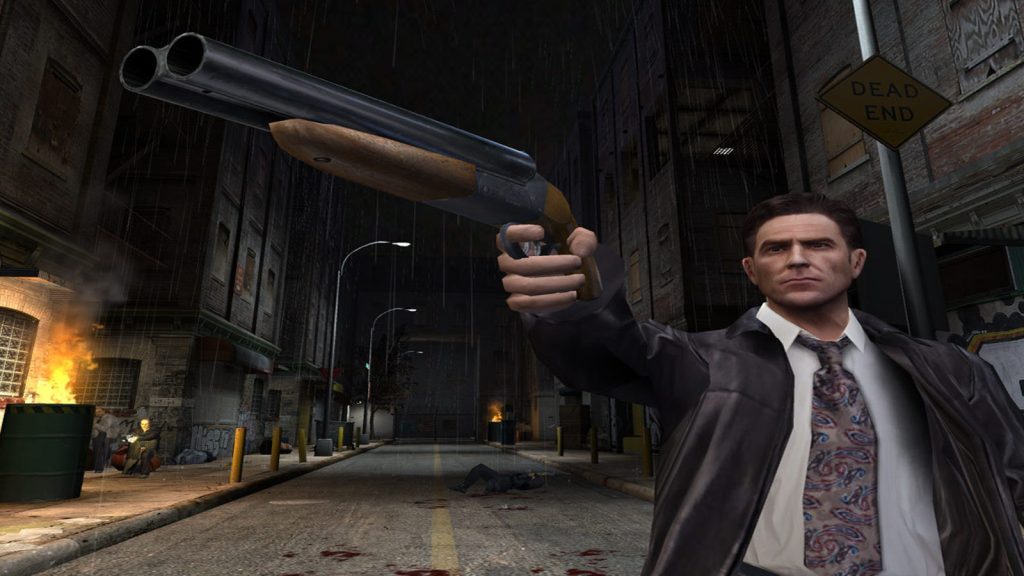 The image shows Max holding a shotgun in Max Payne 2 